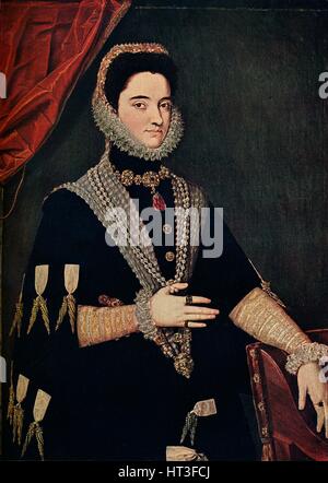 "Marie von Österreich - Kaiserin von Deutschland, 1528-1603', 16. Jahrhundert, (1910). Künstler: Juan Pantoja De La Cruz. Stockfoto