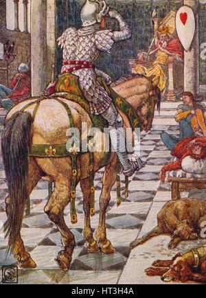 "Parzival erhält den Schild des schlagenden Herzens", 1911.  Künstler: Walter Crane. Stockfoto