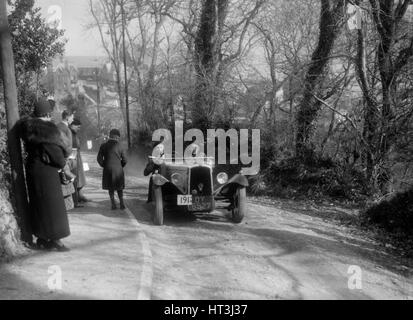 BSA 3-Wheeler von BRS Leake konkurrieren in der MCC-Lands End-Studie, 1936. Künstler: Bill Brunell. Stockfoto