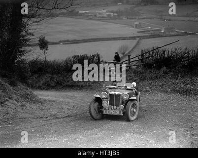 MG TA der JF Kingham konkurrieren in der MG Car Club Midland Centre Studie, 1938. Künstler: Bill Brunell. Stockfoto