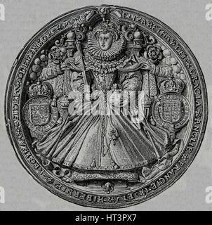 Elizabeth ich (1533-1603). Königin der Englad und Irland. Tudor-Dynastie. Gravur. Medaillon.