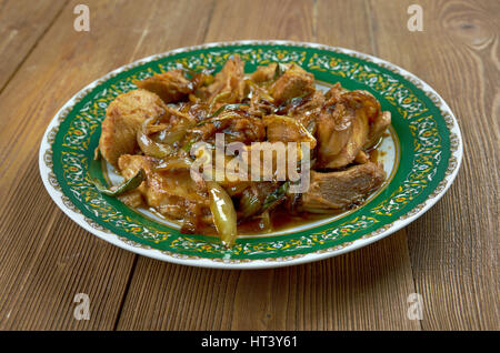 Thai Rühren braten Huhn mit Cashew-Nüssen, Gai Pad Med Ma-Muang Stockfoto