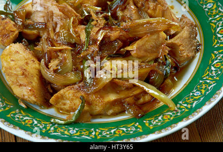 Thai Rühren braten Huhn mit Cashew-Nüssen, Gai Pad Med Ma-Muang Stockfoto