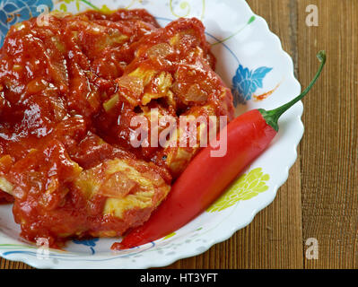 Cape Malay-Hühnchen-Curry - Gericht in Südafrika Stockfoto