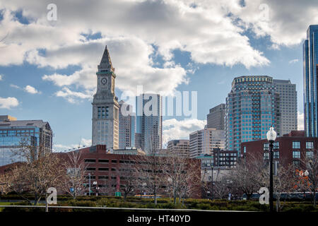 Boston-Gebäude und Custom House Clock Tower - Boston, Massachusetts, USA Stockfoto