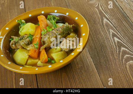 Welsh Lamm-Eintopf mit Gemüse - Cawl Stockfoto