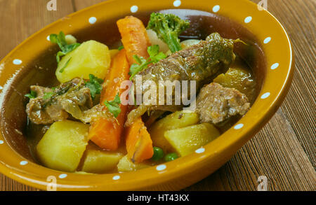 Welsh Lamm-Eintopf mit Gemüse - Cawl Stockfoto