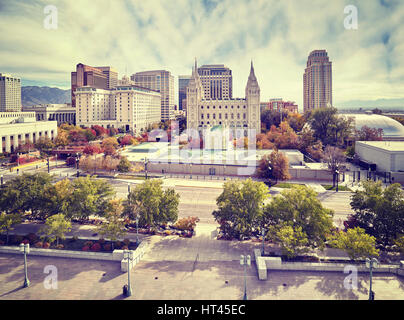 Farbe getönt Bild von Salt Lake City Downtown, Utah, USA. Stockfoto