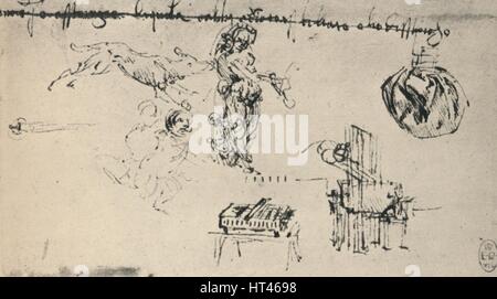 "Sheet Studien mit einer jungen Frau, A Wolf, Etc.", c1480 (1945). Künstler: Leonardo da Vinci. Stockfoto