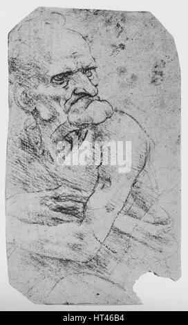 'Halblanger Karikatur eines alten Mannes mit ein vorstehendes Kinn', c1480 (1945). Künstler: Leonardo da Vinci. Stockfoto
