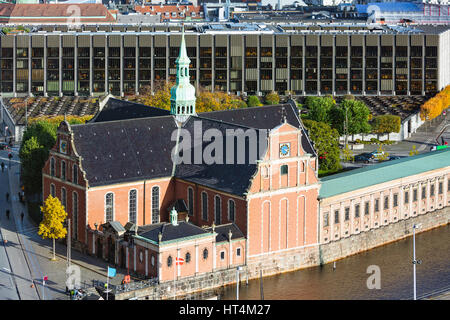 Erhöhte Ansicht Holmens Kirche in Kopenhagen, Dänemark Stockfoto