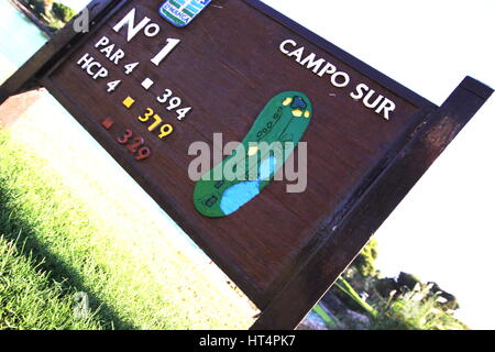 Allgemeine Anzeigen 1. Loch La Manga Club, Murcia, Spanien-Foto von Tony Henshaw www.lamangaphotos.com Stockfoto