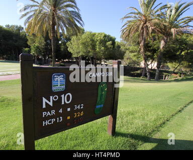 Allgemeine Anzeigen 10. Loch La Manga Club, Murcia, Spanien-Foto von Tony Henshaw www.lamangaphotos.com Stockfoto