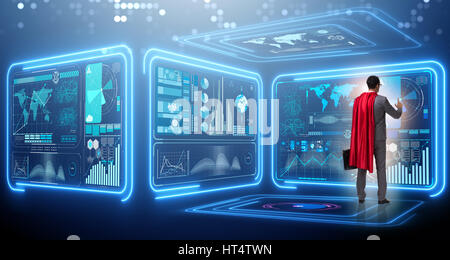 Superhelden im Daten-Management-Konzept Stockfoto