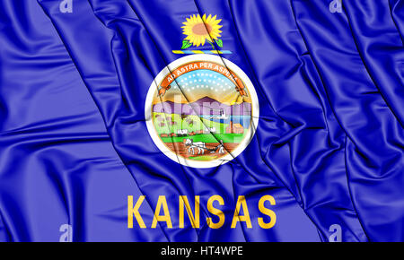 3D Flagge von Kansas, USA. 3D Illustration. Stockfoto