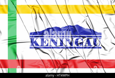 3D Flagge von Keningau (Sabah), Malaysia. 3D Illustration. Stockfoto