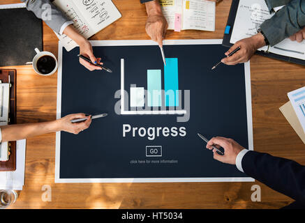Fortschritte Entwicklungskonzept Wachstum Verbesserung Stockfoto