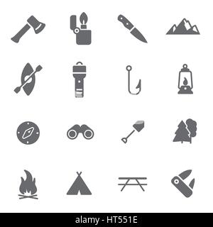 Vektor schwarze camping-Icons set auf weißem Hintergrund Stock Vektor