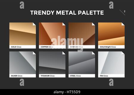 Gold, Kupfer, Bronze und Silber Farbverlauf Vorlage Stock Vektor