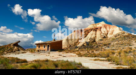 Castildeterra-Rock-Formation im Bereich Bardena Blanca Bardenas Riales Naturpark, Navarra, Spanien Stockfoto