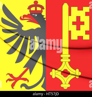 3D Flagge Genf Kanton der Schweiz. 3D Illustration. Stockfoto