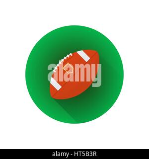 Vektor bunte flache Bauweise US-amerikanischer american-Football Profi Kugel isolierte Abbildung grüne Hintergrund Kreissymbol mit langen Schatten