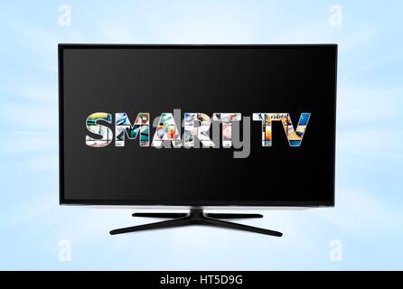 Moderne Fernseher mit Smart TV Wörter auf dem Bildschirm Stockfoto