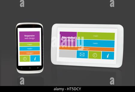 Responsive Webdesign auf mobilen Tablet und Smartphone-Geräte Stockfoto