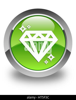 Diamanten-Symbol isoliert auf glänzende grüne runde Taste abstrakte Abbildung Stockfoto