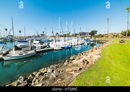 Pier und Boote in Oceanside, Kalifornien Stockfoto
