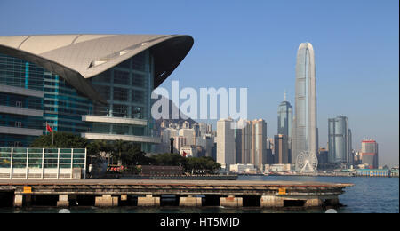 China, Hong Kong, Convention and Exhibition Centre, Skyline, Stockfoto