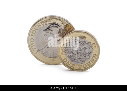Neue Designs des britischen Geldes, die neue Form der Pfund-Münze im Jahr 2017 eingeführt werden Stockfoto