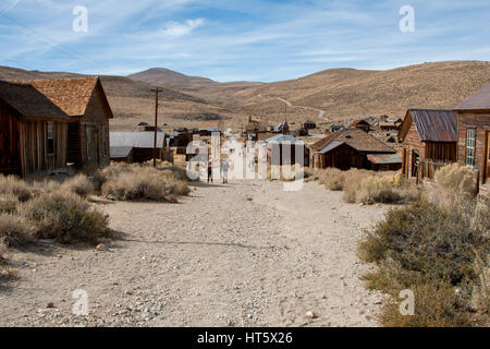 Bodie State Park sind die Überreste von Bodie, eine Silber- und Kupfermünzen Bergbaustadt in der östlichen kalifornischen Wüste. Stockfoto