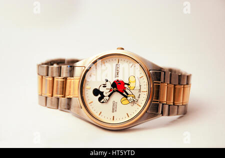 Eine Seiko Mickey Mouse Uhr aus den 80er Jahren Stockfotografie