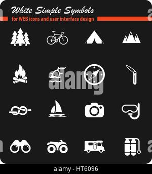 Aktive Erholung weiße Symbole einfach für Web-Icons und User-Interface-design Stock Vektor