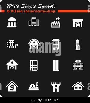 Aufbau weiß einfach Symbole für Web-Icons und User-Interface-design Stock Vektor