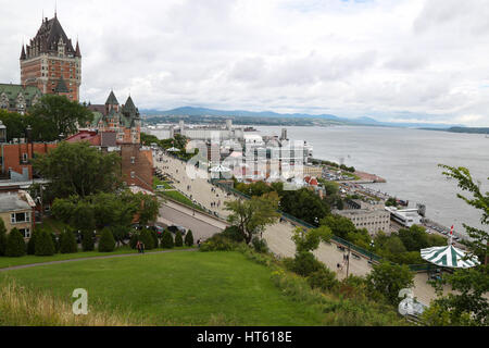 Heiliges Lawrence Fluß gesehen von der Festung in der Altstadt von Quebec Stockfoto