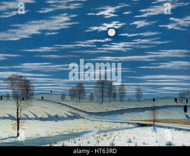 Winter-Szene im Mondlicht durch Henry Farrer Stockfoto