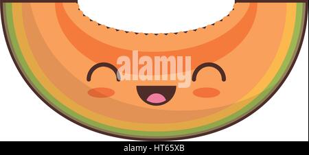 Kawaii-Slice-Papaya-Frucht-Symbol Stock Vektor