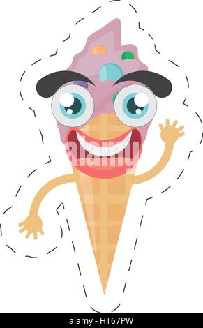 Cartoon-Eis-Geburtstag-Schnittlinie Stock Vektor