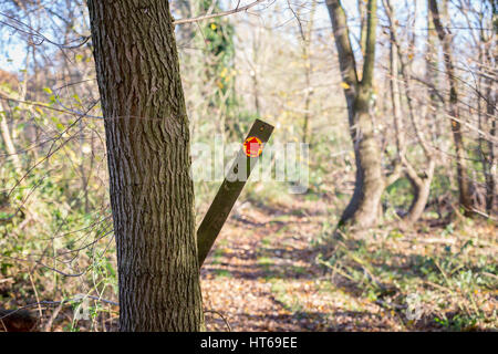 Ein seitenweg Zeichen auf einem Feldweg, Hoxne, Suffolk, Großbritannien. Stockfoto