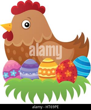 Ostern Huhn Thema Bild 1 - eps10-Vektor-Illustration. Stock Vektor
