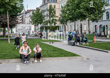 Stadtteil Vesterbro, Kopenhagen hatte einen Ruf als Zentrum der Prostitution und Drogenhandel aber wurde in den letzten Jahren renoviert und Stockfoto