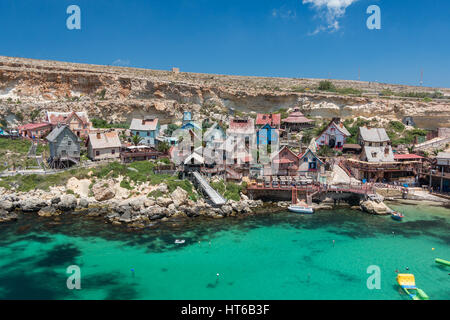 Popeye Village auf Malta während des Tages Stockfoto