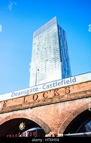 Beetham Tower in Deansgate / Castlefields Bereich, Manchester City centre. Stockfoto