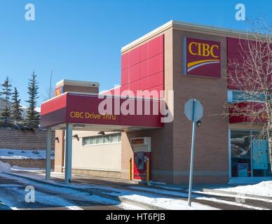 Ein Canadian Imperial Bank of Canada (CIBC) Bankfiliale in Calgary, Alberta, Kanada. Stockfoto