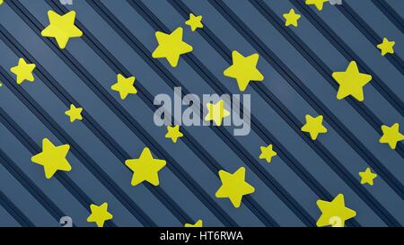 blaue Streifen mit gelben Sternen Hintergrund, 3d Rendern Stockfoto