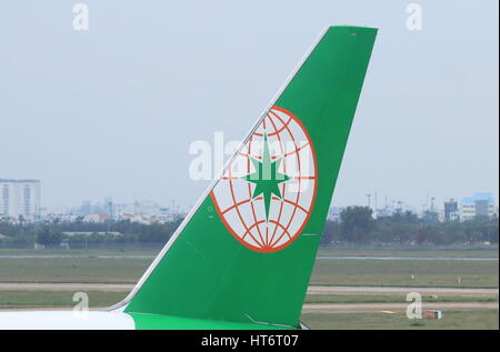 EVA Air. EVA Air ist eine taiwanesische Fluggesellschaft im Jahre 1989 gegründet. Stockfoto