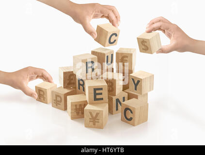 Konzept der Wirtschaft & Währung auf isolierte Hintergrund. Stockfoto