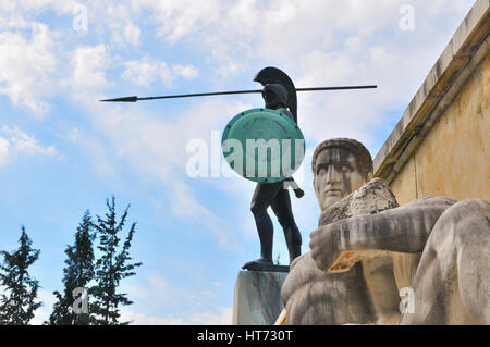 Statue von Leonidas, kämpfte mit seinen berühmten 300 Spartaner gegen die Perser zu Tode Stockfoto